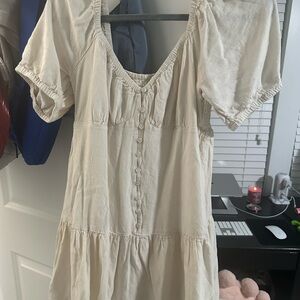 American Eagle Cream Button-Front Dress